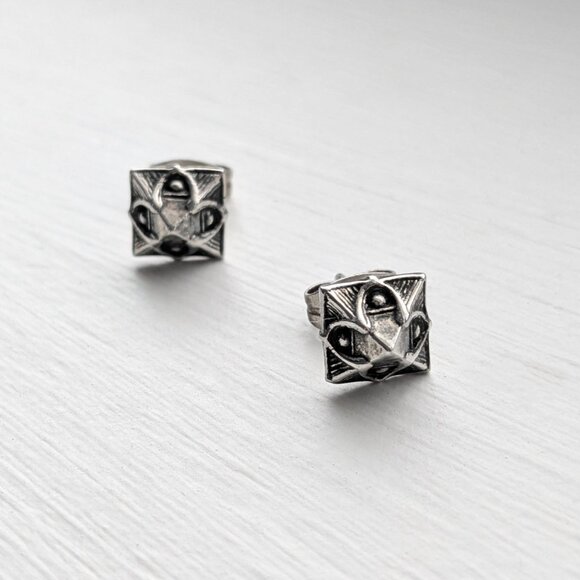 Sterling Silver Pyramid Stud Earrings by Astor & Orion - Goth Punk, Witchy, Boho - Picture 1 of 8